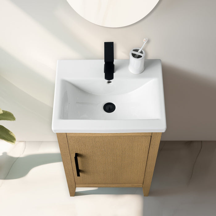 20" Single Sink Bathroom Vanity Cabinet with Ceramic Top - HomeBeyond