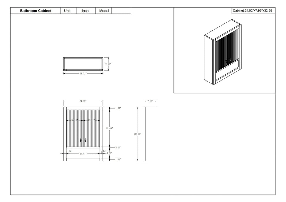 24 in. W x 8 in. D x 33 in. H Bathroom Storage Wall Cabinet - HomeBeyond