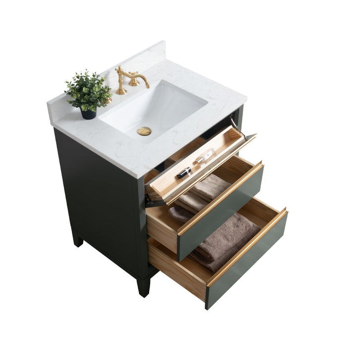 30" Single Sink Bathroom Vanity with Engineered Marble Top - HomeBeyond