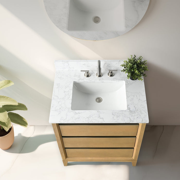 30" Single Sink Bathroom Vanity with Engineered Marble Top - HomeBeyond