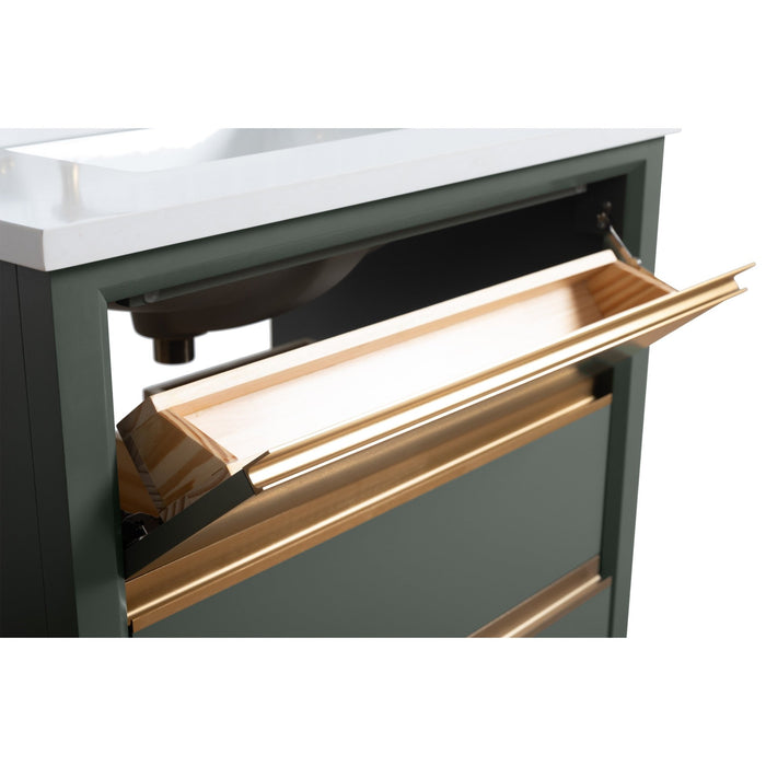 30" Single Sink Bathroom Vanity with Engineered Marble Top - HomeBeyond