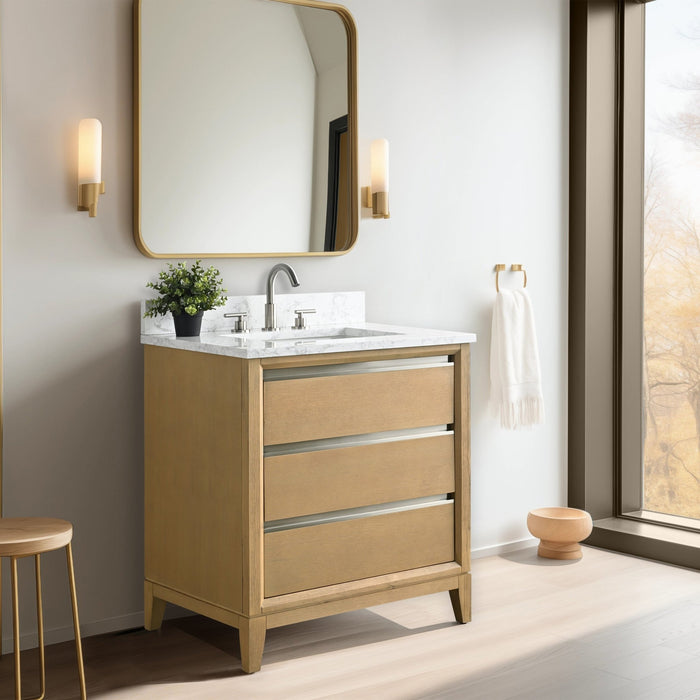 30" Single Sink Bathroom Vanity with Engineered Marble Top - HomeBeyond