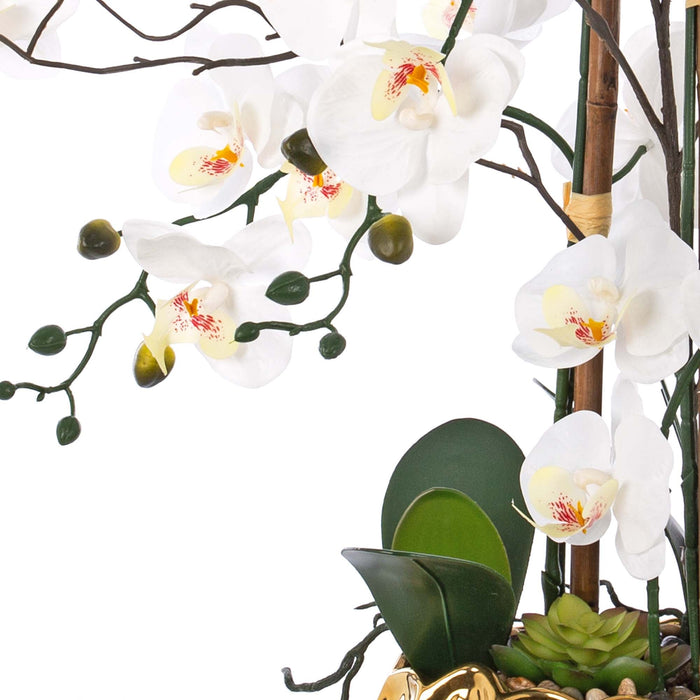 35.43" H Gold - plated Phalaenopsis Orchid Floral Arrangement in Pot - HomeBeyond