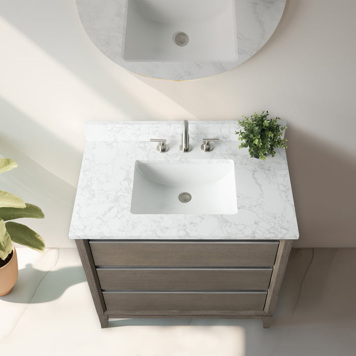 36" Single Sink Bathroom Vanity with Engineered Marble Top - HomeBeyond