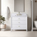 36" Single Sink Freestanding Bath Vanity Cabinet with White Engineered Marble Top - HomeBeyond