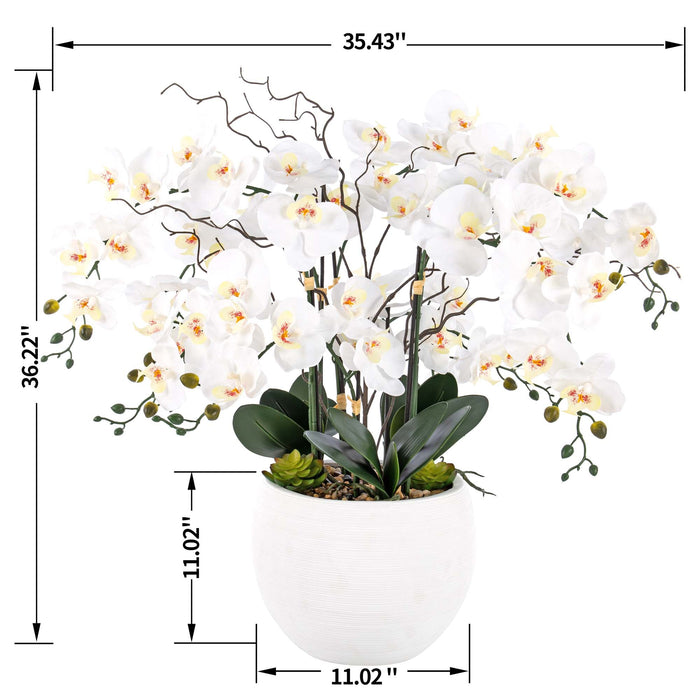 36.22" H Artificial Phalaenopsis Orchids Floral Arrangement in Pot - HomeBeyond