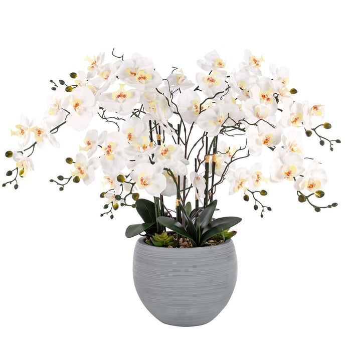 36.22" H Artificial Phalaenopsis Orchids Floral Arrangement in Pot - HomeBeyond