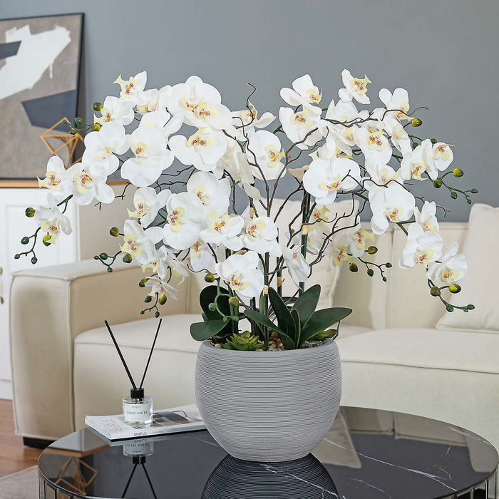 36.22" H Artificial Phalaenopsis Orchids Floral Arrangement in Pot - HomeBeyond