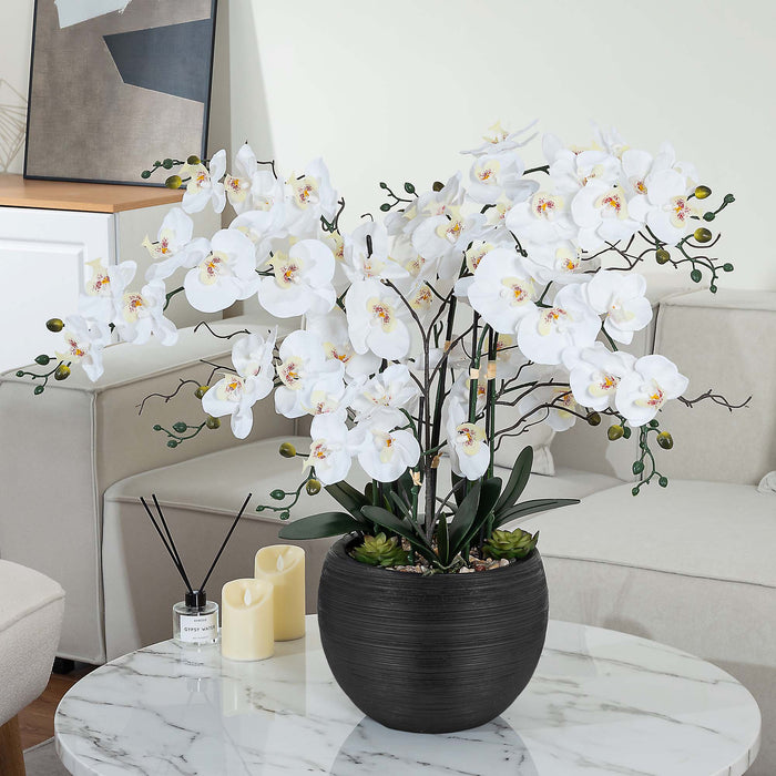 36.22" H Artificial Phalaenopsis Orchids Floral Arrangement in Pot - HomeBeyond