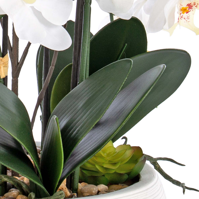 36.22" H Artificial Phalaenopsis Orchids Floral Arrangement in Pot - HomeBeyond