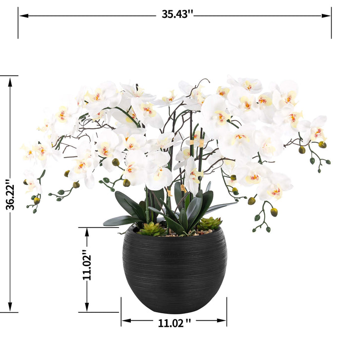 36.22" H Artificial Phalaenopsis Orchids Floral Arrangement in Pot - HomeBeyond