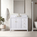 42" Single Sink Freestanding Bath Vanity Cabinet with White Engineered Marble Top - HomeBeyond