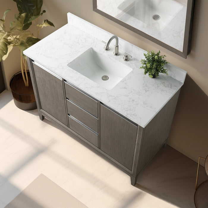 48" Single Sink Bathroom Vanity with Engineered Marble Top - HomeBeyond