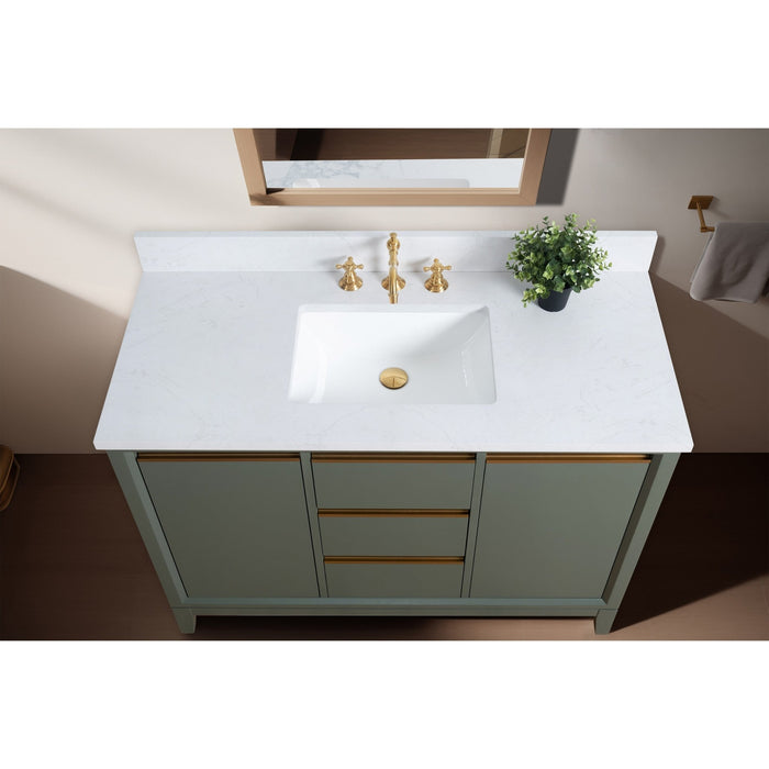 48" Single Sink Bathroom Vanity with Engineered Marble Top - HomeBeyond