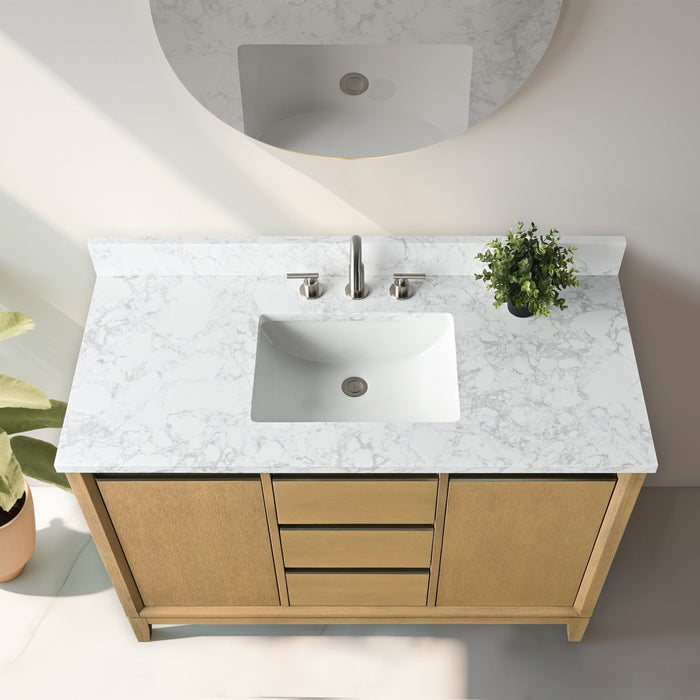 48" Single Sink Bathroom Vanity with Engineered Marble Top - HomeBeyond