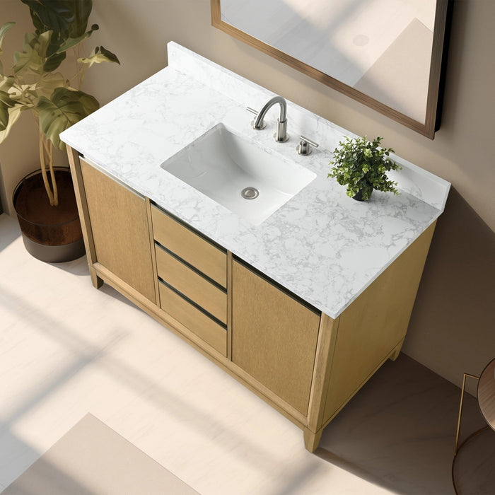 48" Single Sink Bathroom Vanity with Engineered Marble Top - HomeBeyond