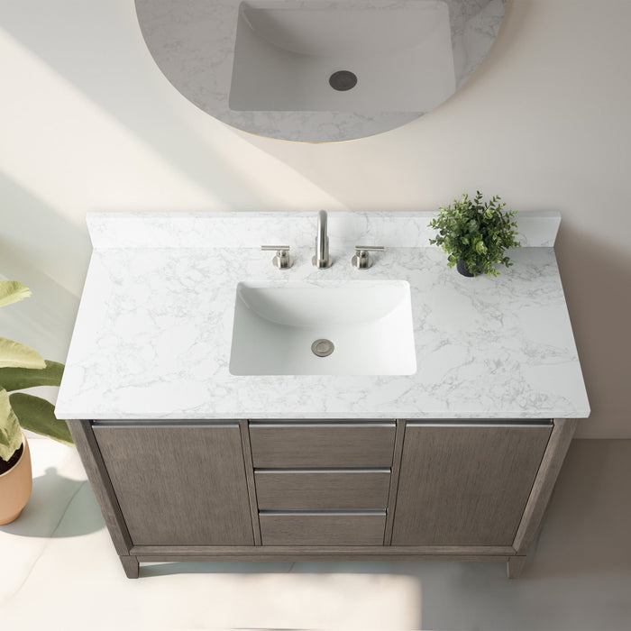 48" Single Sink Bathroom Vanity with Engineered Marble Top - HomeBeyond