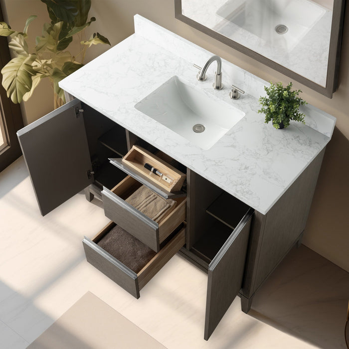 48" Single Sink Bathroom Vanity with Engineered Marble Top - HomeBeyond