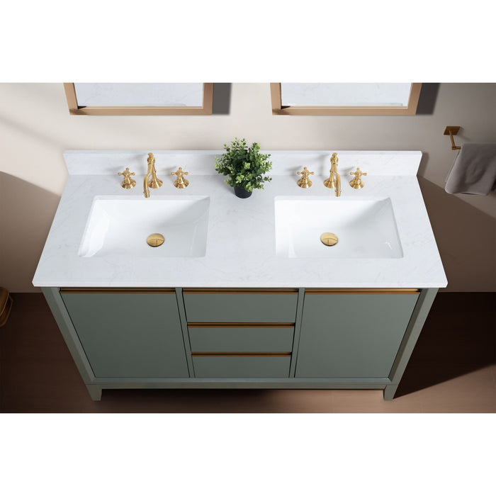 54" Double Sink Bathroom Vanity with Engineered Marble Top - HomeBeyond