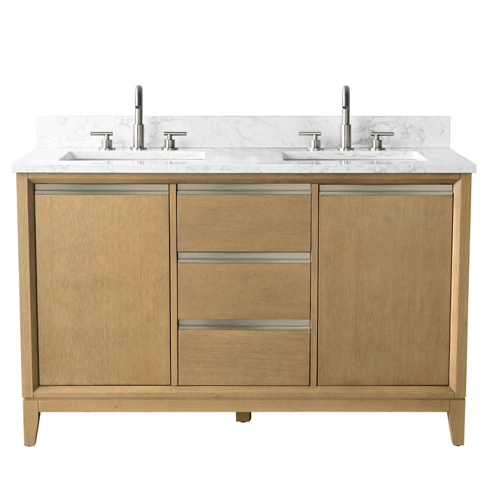 54" Double Sink Bathroom Vanity with Engineered Marble Top - HomeBeyond