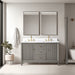 54" Double Sink Freestanding Bath Vanity Cabinet with White Engineered Marble Top - HomeBeyond