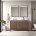 54" Double Sink Freestanding Bath Vanity Cabinet with White Engineered Marble Top - HomeBeyond