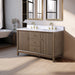 54" Double Sink Freestanding Bath Vanity Cabinet with White Engineered Marble Top - HomeBeyond