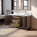 54" Double Sink Freestanding Bath Vanity Cabinet with White Engineered Marble Top - HomeBeyond