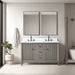 54" Double Sink Freestanding Bath Vanity Cabinet with White Engineered Marble Top - HomeBeyond