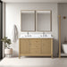 54" Double Sink Freestanding Bath Vanity Cabinet with White Engineered Marble Top - HomeBeyond