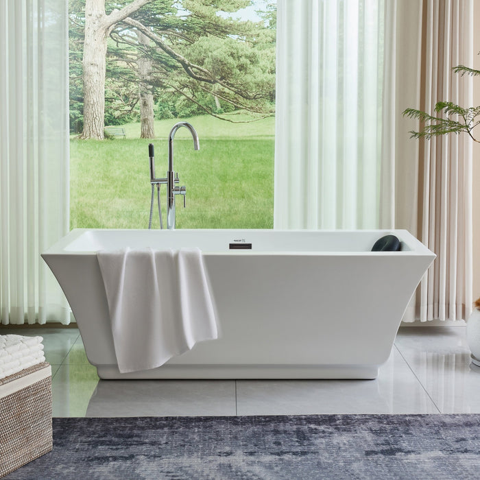 59" or 66.5" Acrylic Modern Stand Alone Soaking Tub - HomeBeyond