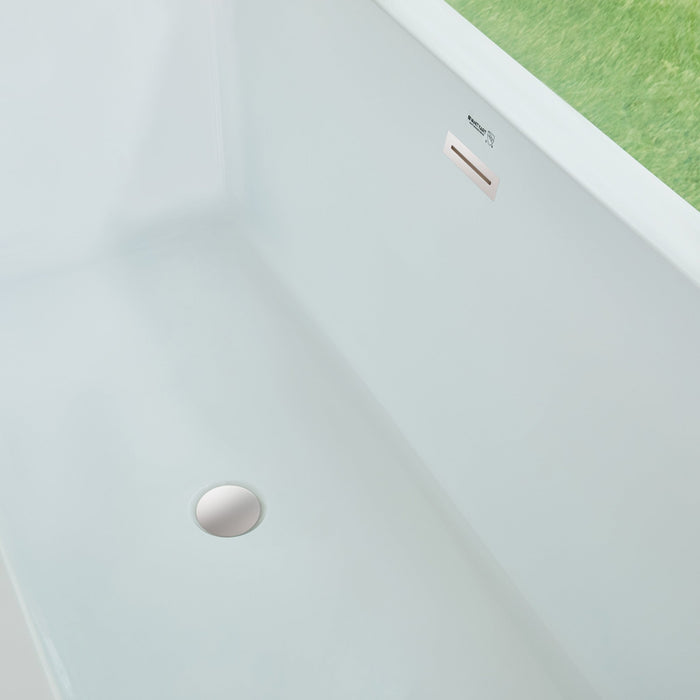 59" or 66.9" Freestanding White Acrylic Bathtub - HomeBeyond