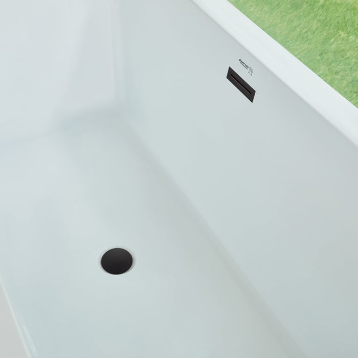 59" or 66.9" Freestanding White Acrylic Bathtub - HomeBeyond