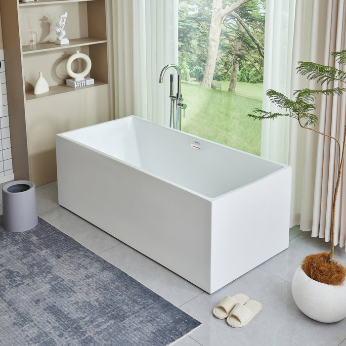 59" x 67" Freestanding Acrylic Bathtub - HomeBeyond