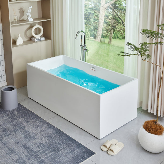 59" x 67" Freestanding Acrylic Bathtub - HomeBeyond