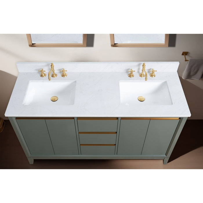 60" Double Sink Bathroom Vanity with Engineered Marble Top - HomeBeyond