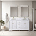 60" Double Sink Freestanding Bath Vanity Cabinet with White Engineered Marble Top - HomeBeyond