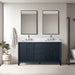 60" Double Sink Freestanding Bath Vanity Cabinet with White Engineered Marble Top - HomeBeyond