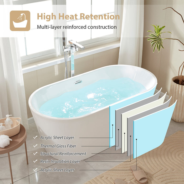 67" or 59" Freestanding Acrylic Bathtub - HomeBeyond