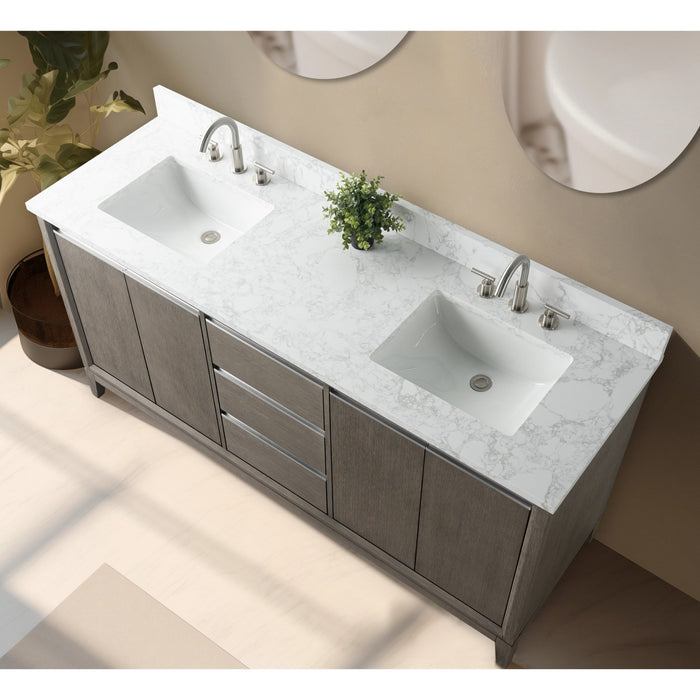 72" Double Sink Bathroom Vanity with Engineered Marble Top - HomeBeyond