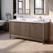 72" Double Sink Freestanding Bath Vanity Cabinet with White Engineered Marble Top - HomeBeyond