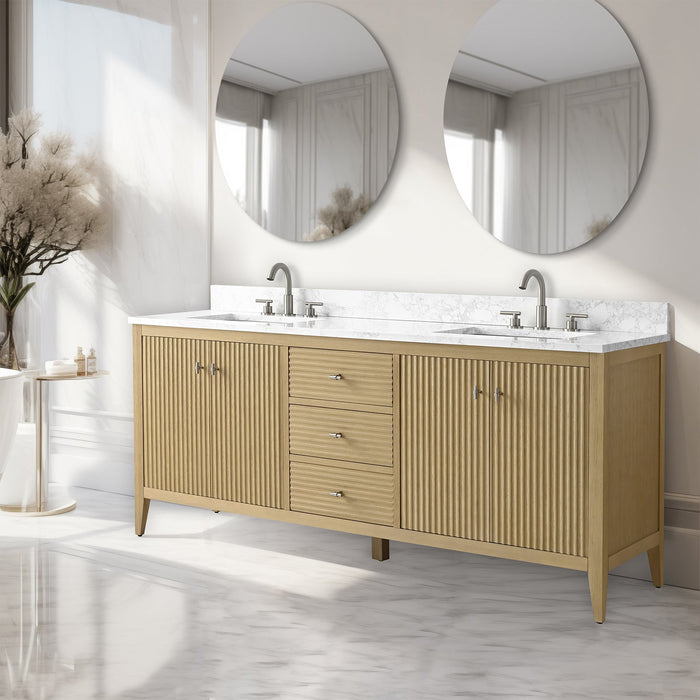 72" Double Sink Freestanding Bathroom Vanity with Engineered Marble Top - HomeBeyond