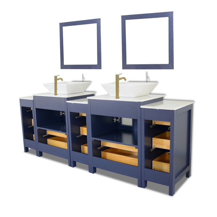 Ravenna 84" Double Sink Bathroom Vanity Combo Set