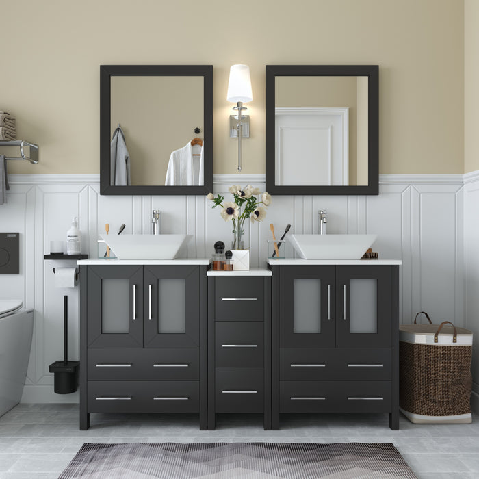 Ravenna 60" Double Sink Bathroom Vanity Combo Set