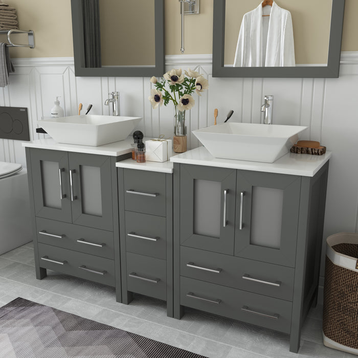 Ravenna 60" Double Sink Bathroom Vanity Combo Set