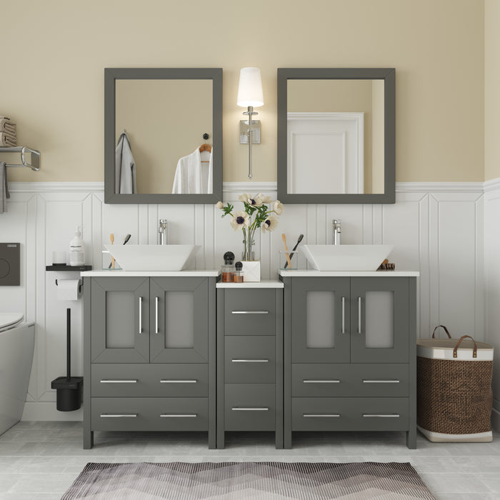 Ravenna 60" Double Sink Bathroom Vanity Combo Set