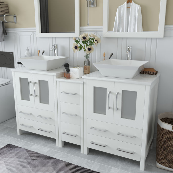 Ravenna 60" Double Sink Bathroom Vanity Combo Set