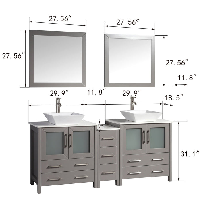 Ravenna 72" Double Sink Bathroom Vanity Combo Set