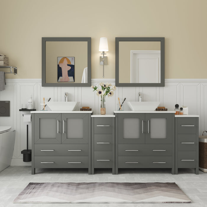 Ravenna 84" Double Sink Bathroom Vanity Combo Set