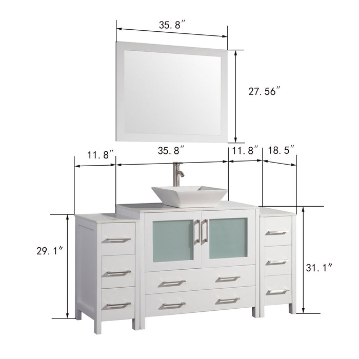 Ravenna 60" Single Sink Small Bathroom Vanity Set